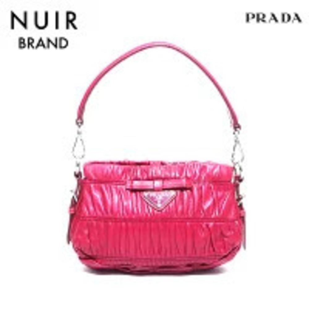 Prada quilted silver shoulder bag pink